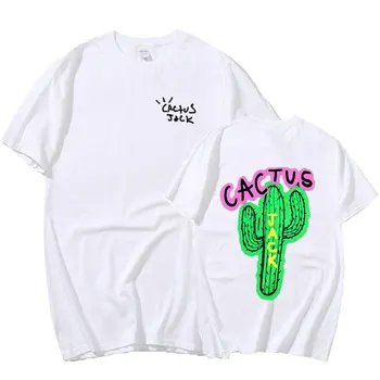 Scott Travis Cactus Jack Homens Luxo de Algodão T-Shirt Hip Hop Homens Mulheres Imprimir Casal de Amantes Harajuku T-Shirts CACTO T-Shirt