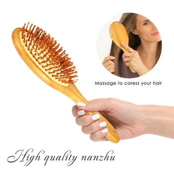 NOVO Bambu Natural de cabelo Escova de Cabelo de Bambu Cerdas Agulha de Massagem Pente de Melhorar o Crescimento do Cabelo, Evitar a Perda de Cabelo de Mulheres Emaranhado de Cabeleireiro