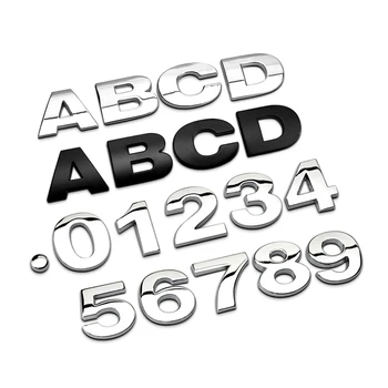 3D Metal Alfabeto Prata Emblema Cromado Prata Letras de Números Logotipo Adesivos de carros Automóveis Automóvel Acessórios Adesivos de Decoração