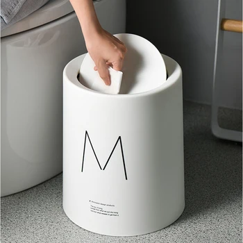 New Nordic Simples De Lixo Plástico Pode Office Casa De Banho Cozinha Caixote Do Lixo Da Sala De Estar, Quarto De Lixo Doméstico, Lixo Com Tampa