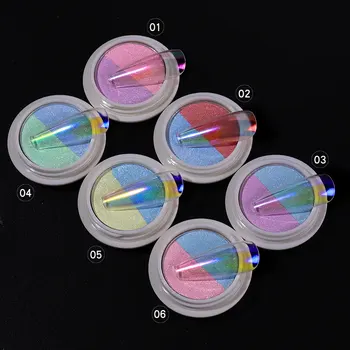 Unhas Pó De Casal Cor Sólida Aurora Transparente Holográfico De Néon Prego Reluz Camaleão Pó Pó Chrome Nail Art Pigmentos