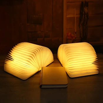 Mesa portátil Luz da Noite Dobrável Livro Lâmpada LED Lanterna de Papel Recarregável USB 3 Cores de Luz Luz do Livro