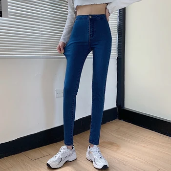 Streetwear Cintura Alta Moda feminina Jeans Meninas Mulheres Lápis Calças Calças Femininas Jean Jeans Skinny Mãe Jeans Plus Size 14735