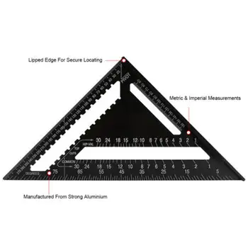 7/12 polegada Métrico Liga de Alumínio Triângulo Ângulo Régua Transferidor Swanson Velocidade Layout Quadrado Medidor Ferramenta de Medição de Madeira