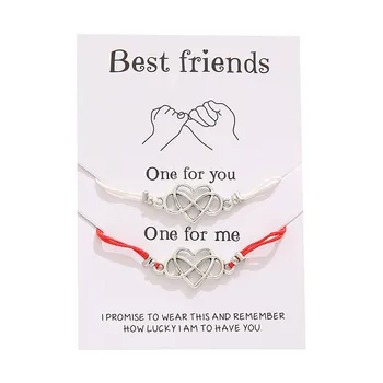 2pcs/conjunto de Pulseiras da Amizade Tartaruga Bússola Esferas Infinita 8 De Coração Par de Pulseiras para os Melhores Amigos do Cartão de Presente da Jóia