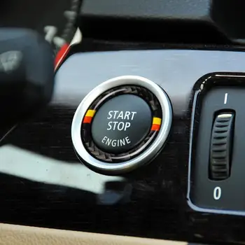 Carro de Fibra de Carbono, Motor Começar a Parar de Empurrar o Botão da Chave de Ignição Anel de Decoração de Guarnição Para BMW Série 3 E90 E92 E93 2009-2012 Modificado 320i