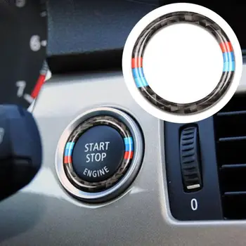 Carro de Fibra de Carbono, Motor Começar a Parar de Empurrar o Botão da Chave de Ignição Anel de Decoração de Guarnição Para BMW Série 3 E90 E92 E93 2009-2012 Modificado 320i