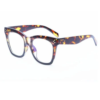 Moda Leopard Óculos De Quadros Para As Mulheres Do Vintage Praça Flor Feminina Óculos De Armação De Luxo Transparente, Óculos