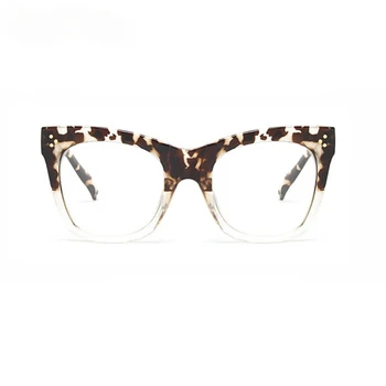 Moda Leopard Óculos De Quadros Para As Mulheres Do Vintage Praça Flor Feminina Óculos De Armação De Luxo Transparente, Óculos