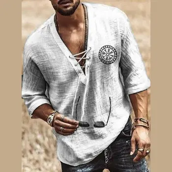 Roupas de Homens T-shirt Elegante roupa de Verão Top de mangas compridas Homens Casual Esporte Impresso Rendas na blusa top mujer XXXL