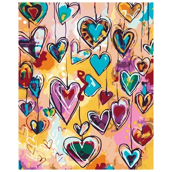 AMTMBS Casal de Coração de Amor Foto Tintas Acrílica Pintura a Óleo Por Números de Kits de Desenho Em Tela DIY Casa de vigas de Arte de Parede Decoração