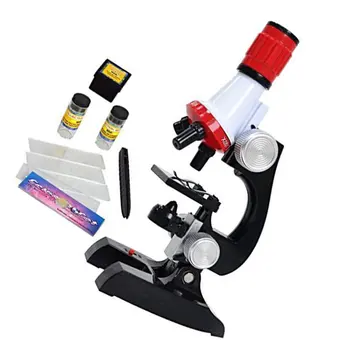 Novo Microscópio Kit de Laboratório de LED 100X-400X-1200X Casa-Escola Brinquedo Educacional Dom Refinado Microscópio Biológico Para Crianças