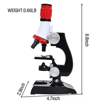 Novo Microscópio Kit de Laboratório de LED 100X-400X-1200X Casa-Escola Brinquedo Educacional Dom Refinado Microscópio Biológico Para Crianças