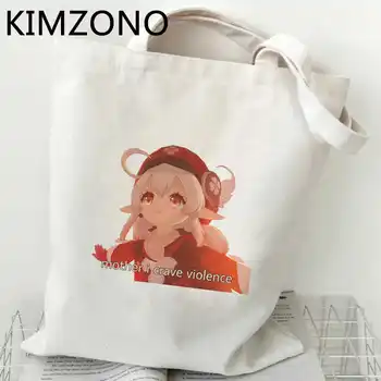 Genshin Impacto saco de compras eco de lona bolso do comprador bolsas de tela de juta bag tote net reutilizáveis bolsa compra personalizado