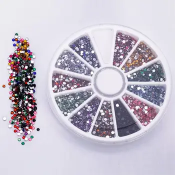 500Pcs Misto de Cores de 2.0 mm de Glitter Dicas de Strass Gemas Roda Redonda Strass Arte do Prego Irregular Esferas de Manicure Para Unhas de Arte