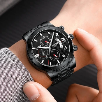 NIBOSI Nova Moda Relógios de homens de Aço Inoxidável com as melhores marcas de Luxo do Desporto Cronógrafo de Quartzo Relógio Homens Relógio Masculino