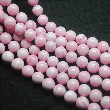 1 Cadeia Natureza-de-Rosa Shell Esferas Forma Redonda Mãe De Pérola Cadeias de 8MM 10MM Mulheres Pulseiras Fazer Acessórios de Boa Qualidade