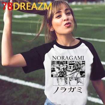 Novo Anime Japonês Noragami T-Shirt das Mulheres Kawaii Verão Tops Cartoon Yato Gráfica Tees Unisex Hip Hop Harajuku T-shirt Feminina