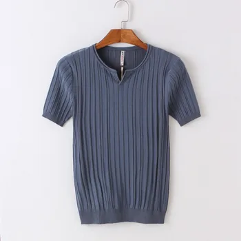 6593-verão tops meia manga, gola redonda, cor sólida t-shirt versão coreana da maré roupas