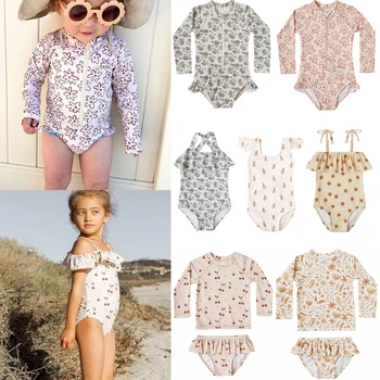 Crianças Swimwear 1 Conjunto de Peças De 2021 Verão de Novo RC Design da Marca Meninas Cereja Impressão de trajes de banho da Criança Bebê de Moda Biquini Roupas