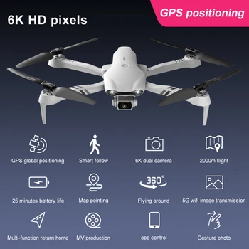 2021 Novo F10 Drone 4k Profissional HD Dual Câmera Com GPS 5G WIFI Grande Angular FPV Drone em Tempo Real do Helicóptero de RC Distância de 2 km