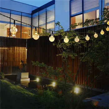 5M 10M, Lâmpada Solar Bola de Cristal LED Luzes de corda Flash Impermeável de Fadas Garland Para o Exterior, Jardim Natal, Decoração de Casamento