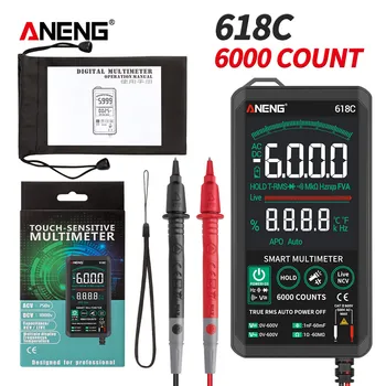 ANENG 618A/B/C Multímetro Digital 6000 Contagem Smart Touch DC Bar Analógico True RMS Auto Testador de Transistor Capacitor NCV Medidor
