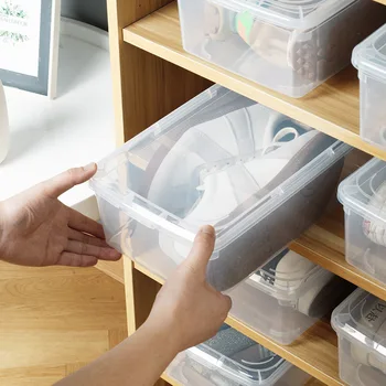 Transparente caixa de sapato de armazenamento de caixa de sapato espessamento da poeira-prova de armazenamento de caixa com tampa pode ser sobreposta combinado sapateira