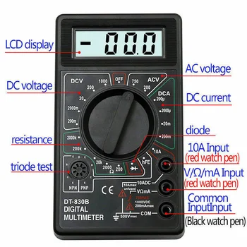 DT-830B LCD de Multímetro Digital equipamento de Medição de Teste Testador de Continuidade do Cabo De 1999 Automática de Polaridade Apresentar Voltímetro Ferramentas Elétricas