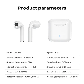 I9s TWS Fones de ouvido sem Fio Bluetooth 5.0 Fone de ouvido Ar de Fones de ouvido do Desporto de mãos-livres, Auricular com Caixa-carregador para IPhone IOS Android