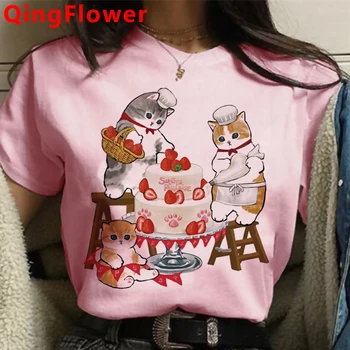 Gato camiseta t-shirt feminina plus size kawaii grunge harajuku de impressão superior tees camiseta graphic tees mulheres