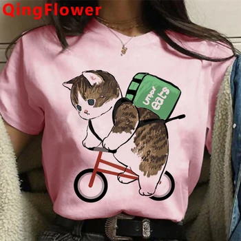 Gato camiseta t-shirt feminina plus size kawaii grunge harajuku de impressão superior tees camiseta graphic tees mulheres