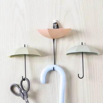 3pcs Guarda-chuva em Forma Criativa Chave de Gancho Rack Home Decorativos Suporte de Parede Gancho Para a Cozinha casa de Banho Acessórios Bonitos