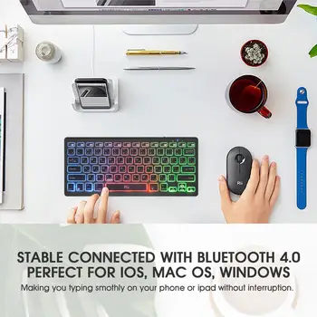 Rii Bluetooth 4.0 sem Fio Várias Cores do arco-íris com Retroiluminação LED Teclado Com Bateria Recarregável Para iOS, Android e MacBook