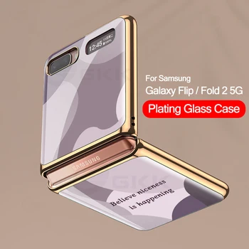 GKK Original Case Para Samsung Galaxy Z Flip Dobre 2 5G Caso Luxo de Vidro Temperado de Chapeamento de Borda Capa Para Samsung Z Flip Dobre 2 5G