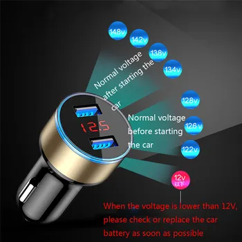 Dual USB Carregador de Carro 3.1 A 5V o LED Display Rápido Carregamento de Proteção à Tomada de Isqueiro do Veículo automóvel de Metal Carregador de Carro