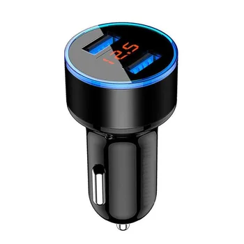 Dual USB Carregador de Carro 3.1 A 5V o LED Display Rápido Carregamento de Proteção à Tomada de Isqueiro do Veículo automóvel de Metal Carregador de Carro