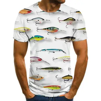 Novo 2021 Verão de impressão 3D padrão de peixe homens e mulheres de lazer, t-shirt da moda moda moda jovem, cool t-shirt homem rodada coll