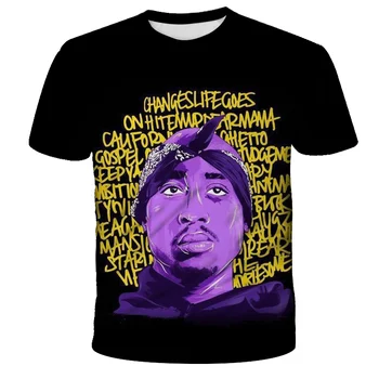 O Rapper 2pac Tupac 3d Impresso T-shirt Unisexo Moda Harajuku Casual Manga Curta Engraçado Popular Streetwear Oversize Tops