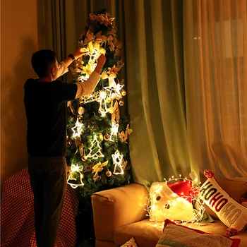 Bell Cadeia de DIODO emissor de Luz da Decoração de Natal Para Casa, Pendurar a Guirlanda de Natal Decoração da Árvore de Enfeite de 2021 Navidad Presente de Natal de Ano Novo