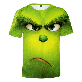 Moda Verde Novo, de Cabelos Grinch Homens T-shirts de Impressão 3D Novidade Engraçado Bonito Verde Estranho Hip-hop Street Style Camiseta Homme