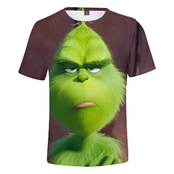 Moda Verde Novo, de Cabelos Grinch Homens T-shirts de Impressão 3D Novidade Engraçado Bonito Verde Estranho Hip-hop Street Style Camiseta Homme