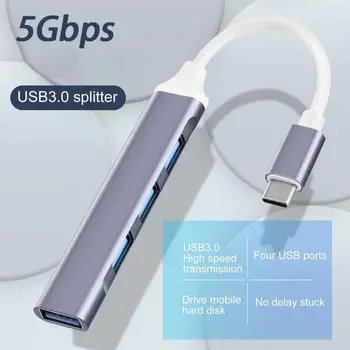 4 Tipo de Porta-C/Hub USB Divisor de Adaptador OTG Acessórios de Computador para Mouse, Teclado, Disco U