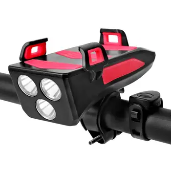 4 EM 1 Diodo emissor de Luz de Bicicleta USB Frontal Solar Recarregável Chifre de Telefone do Suporte de Bicicletas Lâmpada de Lanterna Para Bicicleta Lanterna Luz