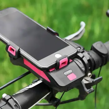4 EM 1 Diodo emissor de Luz de Bicicleta USB Frontal Solar Recarregável Chifre de Telefone do Suporte de Bicicletas Lâmpada de Lanterna Para Bicicleta Lanterna Luz