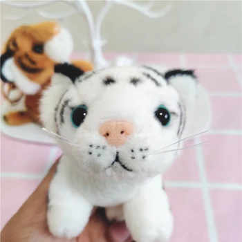 Bonito simulação tigre boneco de pelúcia do keychain do leopard boneca panda fantoche saco de ornamentos crianças presentes de natal