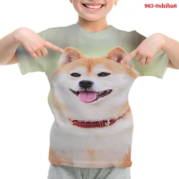 Shiba Impressão 3D T-Shirts do Bebê do Verão dos Meninos Tees Crianças Casual Cartoon Tshirt Tops Meninas Kawaii T-shirt Crianças Harajuku Camiseta