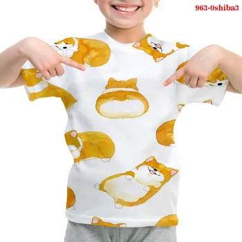 Shiba Impressão 3D T-Shirts do Bebê do Verão dos Meninos Tees Crianças Casual Cartoon Tshirt Tops Meninas Kawaii T-shirt Crianças Harajuku Camiseta
