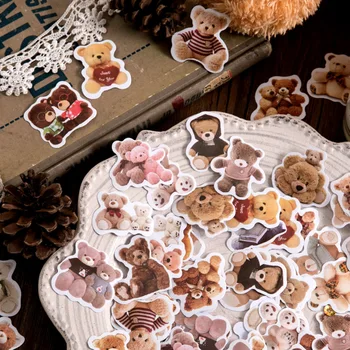 46Pcs/caixa de Bonito dos desenhos animados Urso Adesivos de Laticínios Álbum de Scrapbooking Decoração DIY de Vedação Adesivos