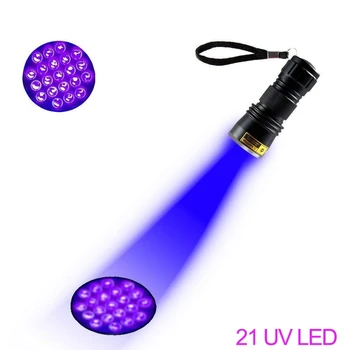 Lanterna elétrica do DIODO emissor de luz UV 21LED 12LED UV Lanterna 395-400nm LED UV Lanternas Portáteis UV Lanterna Ultravioleta Luz Negra Lâmpada